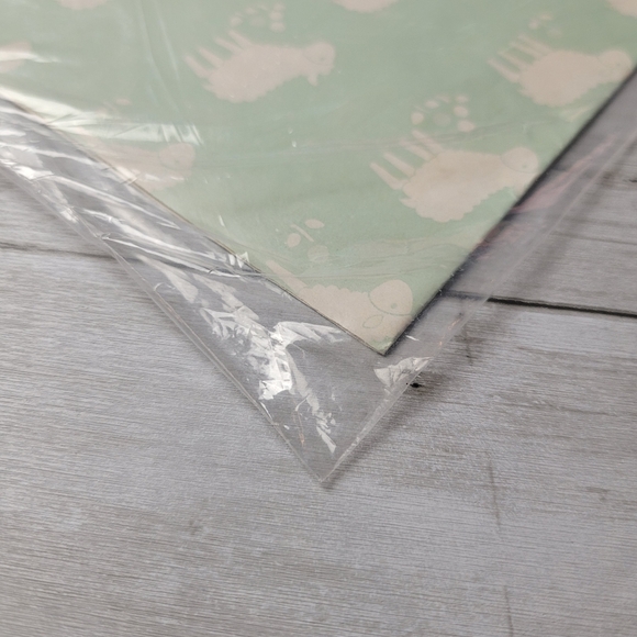 Vintage Artfaire Gift Wrap All Occasion Lamb Sheep Cottagecore Mint Green Cream - Picture 7 of 11